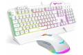 havit Keyboard Rainbow Backlit Wired Gaming Keyboard Mouse Combo LED 104 Keys USB Ergonomic Wrist Rest Keyboard 4800 DPI Mouse for PC Gamer (White)
