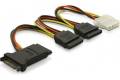 Deltaco Y-strömadapter 15-pin SATA-ström & 4-pin