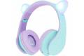 PowerLocus P2 Cats Ears Wireless Headphones for Kids (blue and purple)