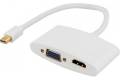 DELTACO Adapter mini Displayport ha till HDMI ho & VGA ho Vit