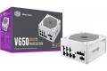 Cooler Master V650 Gold V2 White Edition Full Modular, 650W, 80+ Gold Efficiency, Semi-fanless Operation, 16AWG PCIe High-efficiency Cables, 10.