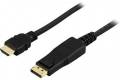 Deltaco DisplayPort till HDMI-kabel 1m